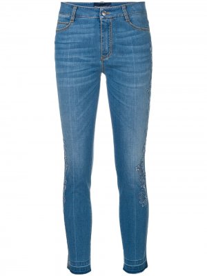 Укороченные джинсы с кружевной отделкой Ermanno Scervino. Цвет: синий