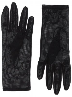 Перчатки из тюля с вышивкой Tender and Dangerous. Цвет: черный