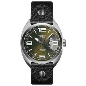 Наручные часы R.3.08.0.092.4, черный, серебряный Aviator. Цвет: черный