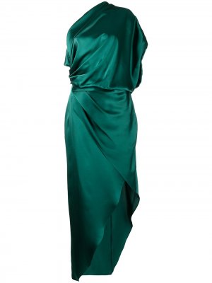 Шелковое платье миди с драпировкой Michelle Mason. Цвет: зеленый