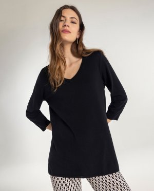 Женский свитер с французскими рукавами и V-образным вырезом , черный Naulover. Цвет: черный