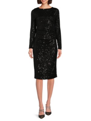 Платье миди с пайетками , черный Calvin Klein