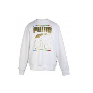 Printed Crew Neck Casual Sweatshirt Men White 585267-02 Puma
