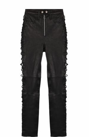 Укороченные кожаные брюки-скинни со шнуровкой Rag&Bone. Цвет: черный