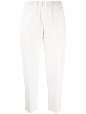 Укороченные брюки с эластичным поясом Tela. Цвет: белый