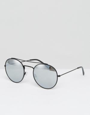 Солнцезащитные очки с зеркальными стеклами Monki. Цвет: черный