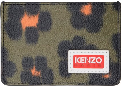 Визитница цвета хаки и черного леопарда Kenzo
