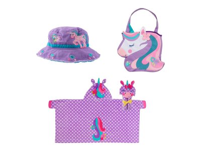 Комплект из пляжного полотенца, сумки и панамы Unicorn, фиолетовый Stephen Joseph