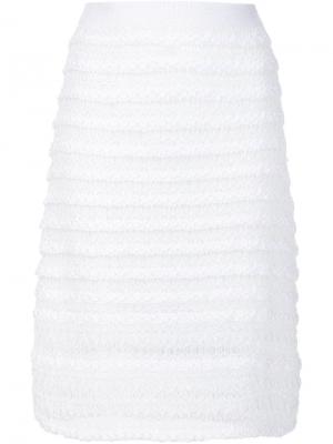 Полосатая трикотажная юбка-карандаш Thakoon Addition. Цвет: белый