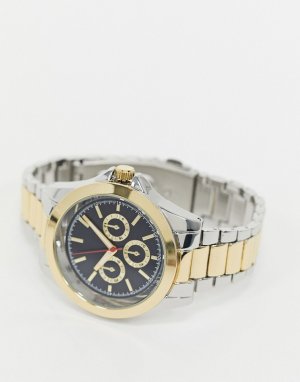 Часы с золотистым браслетом и синим циферблатом -Золотой Topman