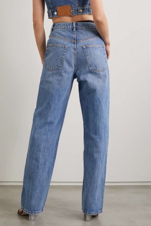 ALEXANDER WANG Асимметричные широкие джинсы с высокой посадкой, украшенные кристаллами, деним