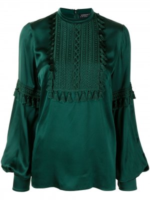 Блузка из смесового шелка с объемными рукавами Andrew Gn. Цвет: зеленый
