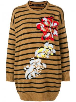 Полосатый свитер свободного кроя Ermanno Scervino. Цвет: коричневый