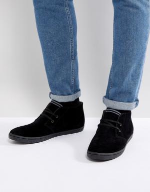 Черные замшевые туфли Fred Perry. Цвет: черный