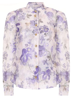 Блуза из шелка и льна ZIMMERMANN. Цвет: фиолетовый