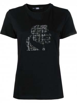Декорированная футболка из джерси Karl Lagerfeld. Цвет: черный