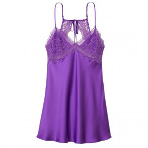Сорочка Victoria's Secret Stretch Satin Lace Cutout Slip, фиолетовый Victoria's