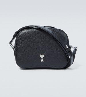 Кожаная сумка через плечо с логотипом, черный AMI Paris