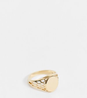 Позолоченное серебряное кольцо-печатка -Золотистый Chained & Able