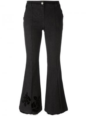 Расклешенные джинсовые брюки с цветочным принтом Christian Dior Vintage. Цвет: чёрный