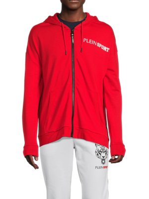 Толстовка на молнии с капюшоном и логотипом , красный Plein Sport