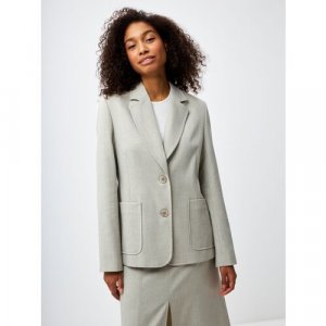 Пиджак , средней длины, силуэт прилегающий, размер S, серый Sela. Цвет: лазурный/голубой