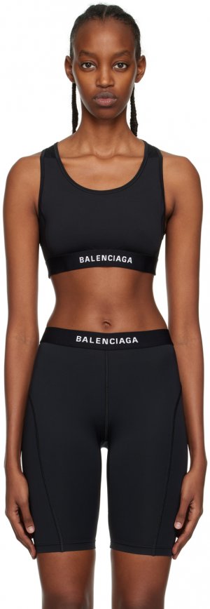 Черный эластичный спортивный бюстгальтер Balenciaga