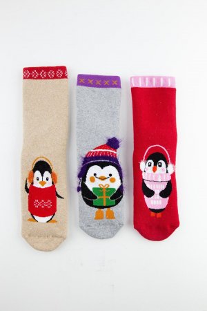 Детские носки с противоскользящим полотенцем из 3 предметов изображением пингвина Bross