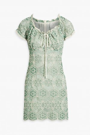 Платье мини из кружева крючком смесового хлопка ANNA SUI, зеленый Sui