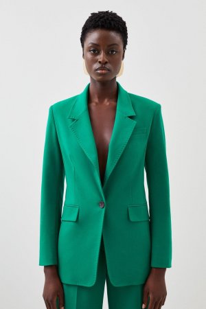 Приталенный однобортный пиджак с карманами , зеленый Karen Millen