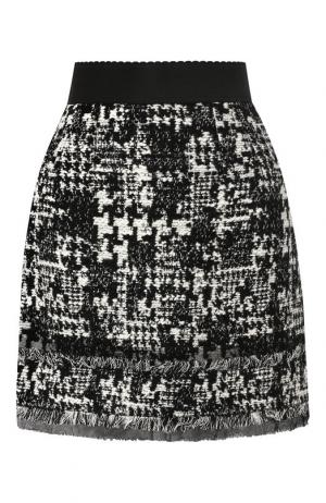 Вязаная мини-юбка с бахромой Dolce & Gabbana. Цвет: черно-белый