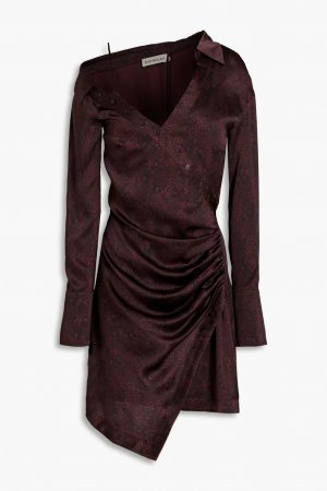 Платье-рубашка Eliana из шелкового атласного крепа с запахом и цветочным принтом , бургундия Nicholas