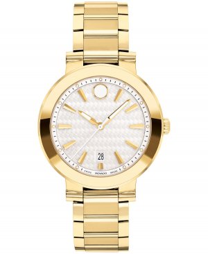 Женские швейцарские кварцевые часы Vizio, светло-желтые с браслетом физического осаждения из паровой фазы, 32 мм , золотой Movado
