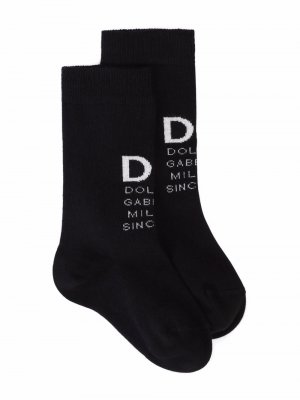 Носки вязки интарсия с логотипом Dolce & Gabbana Kids. Цвет: черный