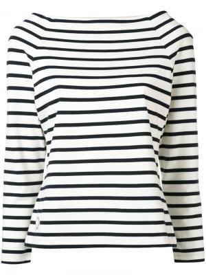 Полосатая блузка с вырезом-лодочкой Ines De La Fressange. Цвет: белый
