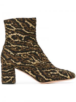 Ботинки с леопардовым принтом Rochas. Цвет: металлический