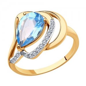 Кольцо из золота с топазом и фианитами 51-310-00921-1 18 Diamant