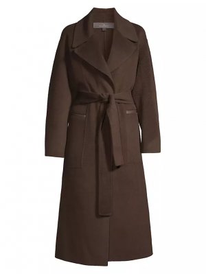 Полушерстяное пальто с поясом Iris , шоколад Nicole Benisti