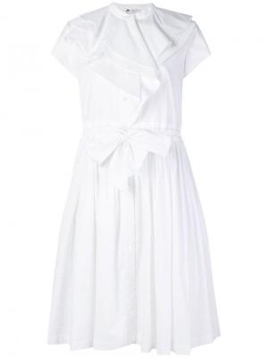 Платье-рубашка с оборочной отделкой Lanvin. Цвет: белый