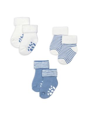 Трикотажные носочки, 3 пары, HappyBabyDays. Цвет: голубой
