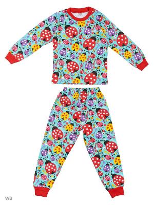 Пижама для девочки Bonito kids. Цвет: бирюзовый, красный