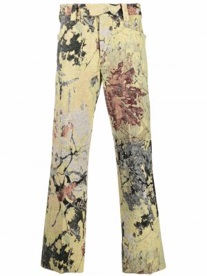 Прямые брюки с цветочным узором Bonsai. Цвет: зеленый