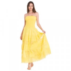 Пляжное платье , размер 42, желтый David. Цвет: желтый