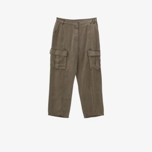 Прямые брюки из ткани со средней посадкой и карманами-карго Ikks, зеленый IKKS