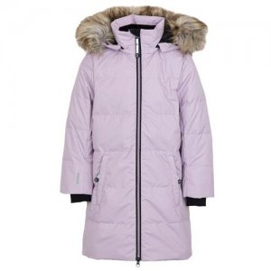 Зимнее пальто-пуховик для девочек котофей 07858002-42 размер 122 цвет бордовый. Цвет: фиолетовый/красный