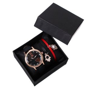 Подарочный набор 2 в 1 rinnady: наручные часы и браслет, d=3.8 см, чёрный No brand