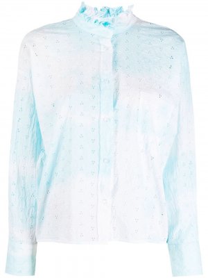 Рубашка с английской вышивкой и принтом тай-дай Forte Dei Marmi Couture. Цвет: синий