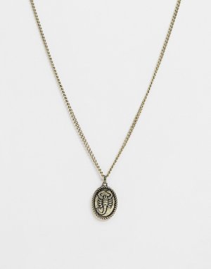 Золотистое ожерелье с подвеской-скорпионом -Золотистый Icon Brand