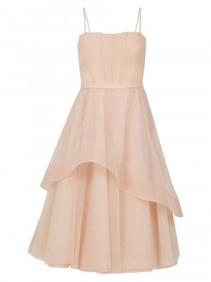 Корсетное облегающее платье-миди с пышной юбкой , розовый BCBGMAXAZRIA