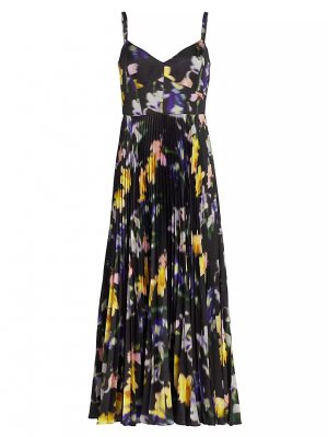Атласное платье миди Ella с цветочным принтом Ml Monique Lhuillier, цвет iris blur Lhuillier